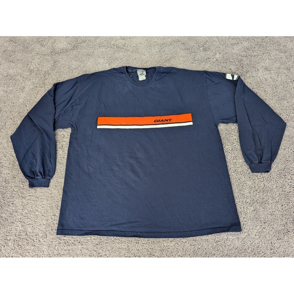 Vintage Jerzees Activewear T Shirt Mens‎ 2XL Blue GIANT Bicycles Long Sleeve